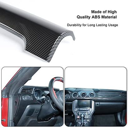 RT-TCZ Carbon Fiber Center Console Dashboard Panel Trim Cover Kit Meter Frame Interior Decoration Accessories for Ford Mustang 2015-2023