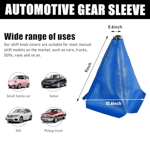 Ohleats Car Shift Knob Dust Cover, Automotive Shifter Boot Sleeve Replacement, Manual/Automatic Gear Shift Cover for Most Car Truck SUV, Universal Interior Car Accessories (Blue) - color: Blue