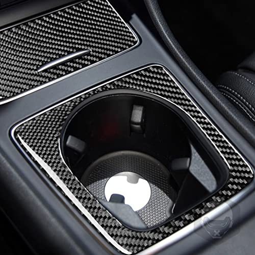 Real Carbon Fiber Center Control Cigarette Lighter Cover Panel Water Cup Holder Frame Interior Trim Sticker Cover Compatible with Benz CLA C117 2014-2018 GLA X156 2015-2019 Accessories Black - Kit - color: Center Cigarette Lighter Cover Cup Holder - Kit