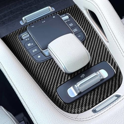 NVCNX Real Carbon Fiber Accessories for Mercedes Benz GLE 580 53 63 S AMG/GLS 450 580 63 AMG 2020-2026 2021 2022 2023 2024 2025 Center Console Gear Shift Panel Cover Interior Trim Overlay Decal 1PC - color: Center Console Gear Shift Panel Trim B2