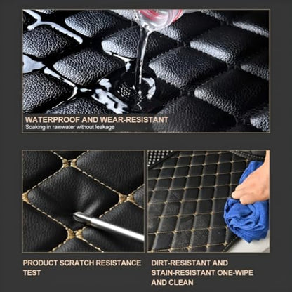 Add Personal Touch to Your Vehicle with IMEISH Customizable Logo Text Car Mats for 99% of vehiclesPads Protection Non-Slip Leather Floor Liners (Black Green Stripe) - color: Black green stripe