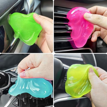 4-Pack Car Cleaning Gels, ALLGUO Reusable Car Cleaning Gel, Car Slime Cleaner&Dust Cleaning Gel for Car Interior, Keyboard Cleaner Gel, Car Gel Cleaner Putty Auto Detailing Tools Car Cleaning Supplies - color: Green,Pink,Yellow,Blue