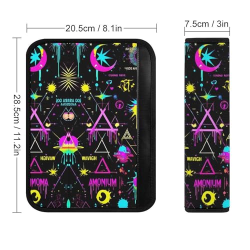 Comfortable Cushion Pad Car Shoulder Strap Harness Pad, Magical Bright Alchemical Cosmic Goth Trippy Purple Sun Moon Art Witchcraft 2PCS Car Belt Covers - color: Color857