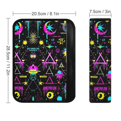 Comfortable Cushion Pad Car Shoulder Strap Harness Pad, Magical Bright Alchemical Cosmic Goth Trippy Purple Sun Moon Art Witchcraft 2PCS Car Belt Covers - color: Color857