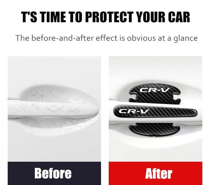HUIANTS Car Door Handle Sticker - 8PCS Carbon Fiber Anti-Scratches Protective Films - Compatible with CR-V