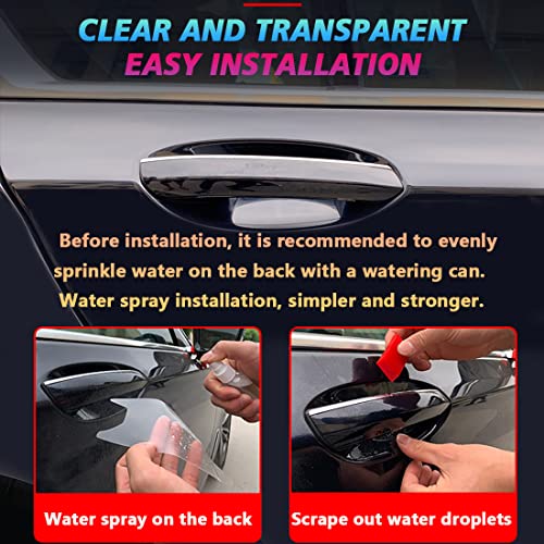 10Pcs Car Door Handle Scratch Protector Film Clear TPH Door Handle Cup Protector, Self-Adhesive Vinyl Anti-Scratch Cover, Universal Car Exterior Protection