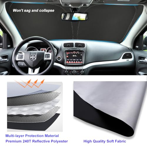 Windshield Sun Shade for Dodge Journey 2009-2020 Front Window Shade Sun Visor Protector Dodge Journey Accessories Foldable Sunshade 240T Reflective Polyester Blocks UV Rays Keep Your Car Cooler - size: for Dodge Journey 2009-2020