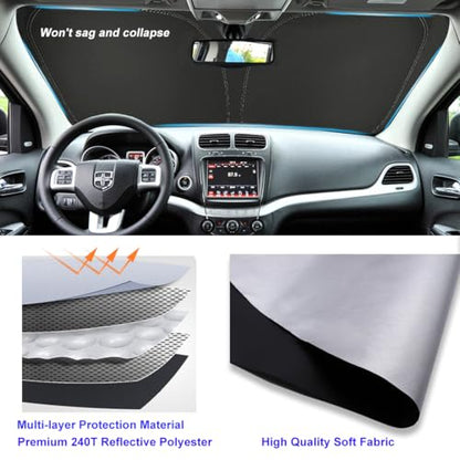 Windshield Sun Shade for Dodge Journey 2009-2020 Front Window Shade Sun Visor Protector Dodge Journey Accessories Foldable Sunshade 240T Reflective Polyester Blocks UV Rays Keep Your Car Cooler - size: for Dodge Journey 2009-2020