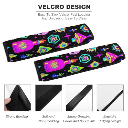 Fashion 2PCS Car Belt Covers, Goth Gothic Skull Mushroom Magic Witch Witchy Protect Your Shoulders Car Safety Seat Belt Strap - color: Color845