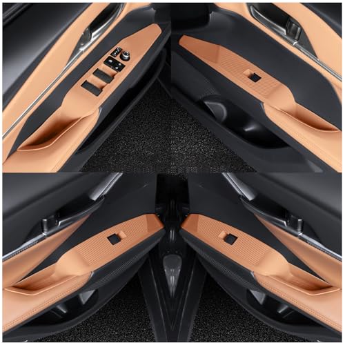 Temmis 4PCS Car Door Window Switch Panel Cover for Toyota Camry 2018-2025, Auto Interior Decor Accessories Armrest Trim Silicone Style Kit-Brown (Seats Without Memory Function) - color: Brown for Door Window Switch Cover