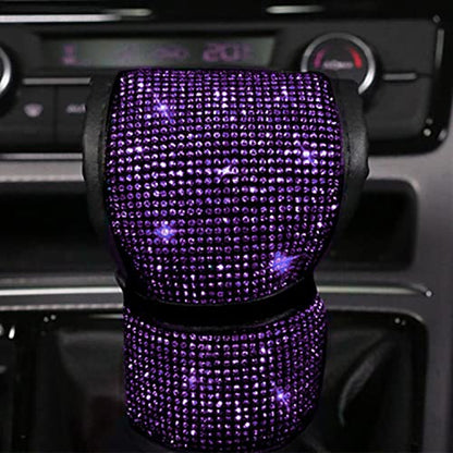 Plush Auto Gear Shift Knob Cover with Crystal Glitter Bling Rhinestones for Girls,Lady Universal Fit (Bling) (Purple) - color: Purple