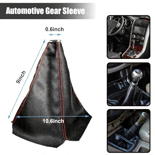 Automotive Shift Knob Dust Cover, Leather Construction, Shifter Boot Cover Replacement Part, Universal Fit for Manual/Automatic Transmissions Automotive Interior Accessories (Black and Red) - color: Black and Red