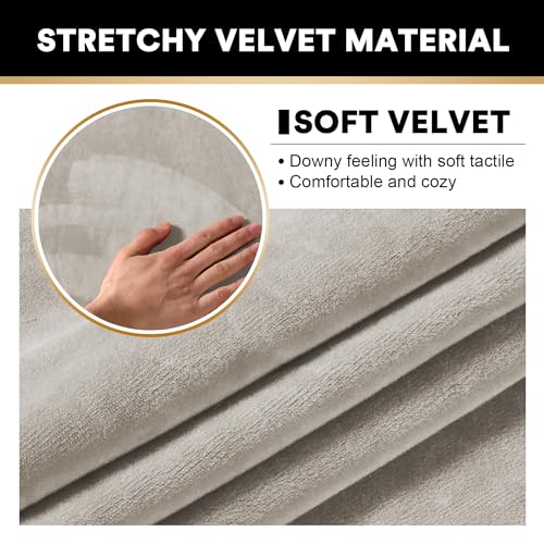 PrinceDeco 4 Pack Thick Velvet Stretch Armrest Covers for Chairs and Sofas - Non Slip, Oatmeal - color: Oatmeal