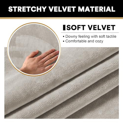 PrinceDeco 4 Pack Thick Velvet Stretch Armrest Covers for Chairs and Sofas - Non Slip, Oatmeal - color: Oatmeal