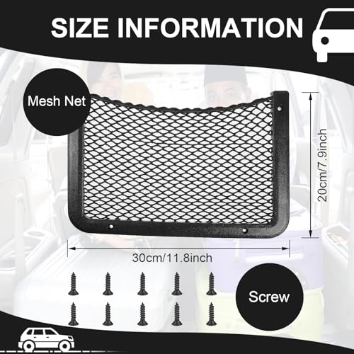 Frienda 4 Pcs Car Storage Net Bag, ABS Plastic Framed Mesh Net Holder, Phone & Cargo Organizer with Screws for Auto, Rv, Boat, Truck Pocket Storage (12 x 8 Inch) - size: 12 X 8 Inch