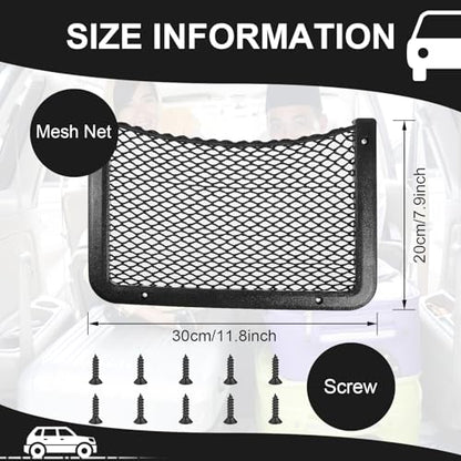 Frienda 4 Pcs Car Storage Net Bag, ABS Plastic Framed Mesh Net Holder, Phone & Cargo Organizer with Screws for Auto, Rv, Boat, Truck Pocket Storage (12 x 8 Inch) - size: 12 X 8 Inch