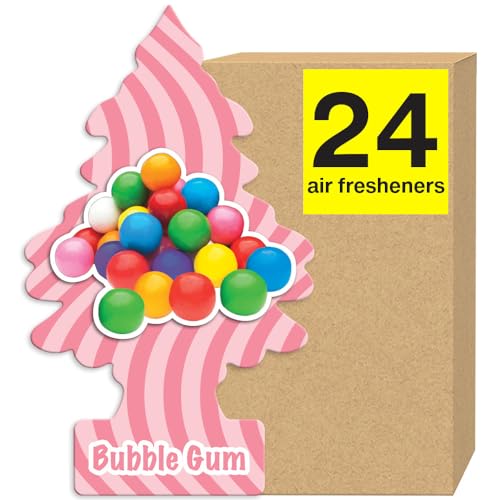 LITTLE TREES Car Air Freshener | Hanging Tree Provides Long Lasting Scent for Auto and Home | 24 Air Fresheners |Bubble Gum - color: Bubble Gum