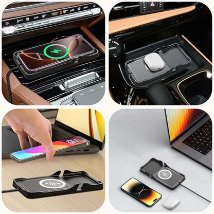 Wireless Car Charger,LANSEMKU Car Wireless Chargers Charging pad Non Slip 15w Fast Charger for Car Wireless Phone Charger for iPhone17/ 16/15/14/13/12 Pro Max,for Android (with Holder-100cm Cable)