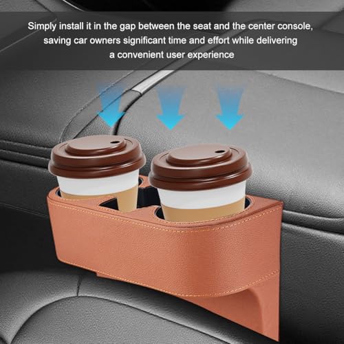 Car Seat Gap Filler Organizer, Multifunctional Auto Console Side Storage Box with Cup Holder, Universal PU Leather Cup Holder Front Seat Crevice Filler for Car Truck SUV (Brown) - color: Brown