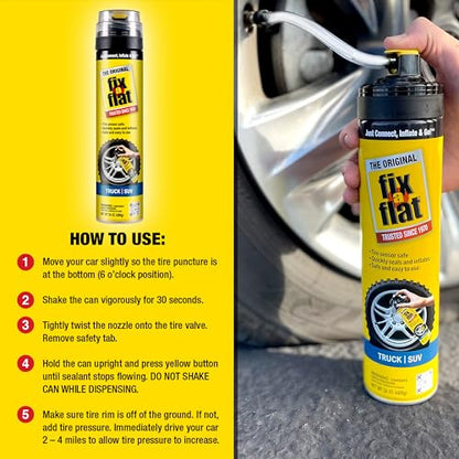 Fix-A-Flat S60369 Aerosol Emergency Flat Tire Repair and Inflator, for X-Large Tires, Eco-Friendly Formula, Universal Fit for All Cars, Trucks and SUVs, 24 oz. (Pack of 1) - size: 24oz