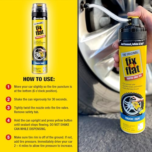 Fix-A-Flat S60369-6PK Aerosol Emergency Flat Tire Repair and Inflator, for X-Large Tires, Eco-Friendly Formula, Universal Fit for All Cars, Trucks and SUVs, 24 oz. (Pack of 6) - size: 24oz 6pk