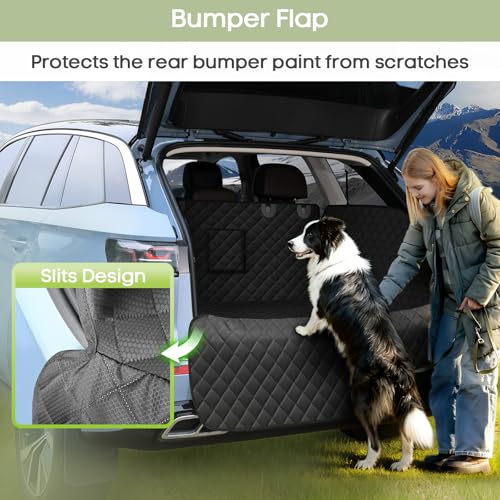 SUV Cargo Liner for Dogs, Waterproof Pet Cargo Cover with Bumper Flap Protector, Scrachproof Non-Slip Dog Seat Mat for SUVs Sedans Vans, Large Size Universal Fit