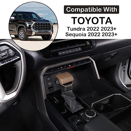 Aunginsy Car Gear Shifter Hand Brake Cover Trim Compatible with Toyota Tundra 2022+, Sequoia 2023+ & Tacoma 2024+, ABS Automatic Center Console Gear Shift Head Knob Scratch Protector Cover Accessories - color: Pear Wood Grain Pattern(A)