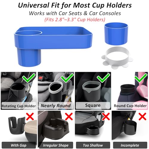 Car Seat Snack Tray for Kids, Mess-Free Square Travel Tray Cup Holder Snack Tray, Durable Car Food Tray for Toddlers, Universal Fit Kids Travel Road Trip Essentials (blue) - color: blue