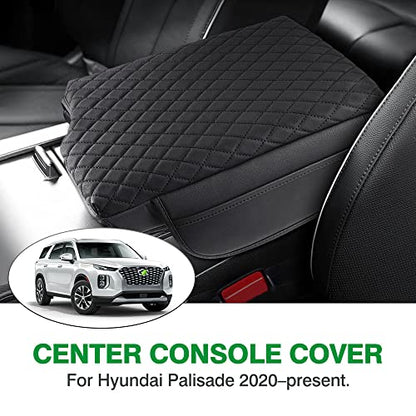Shademax Custom Fit for Center Console Cover Hyundai Palisade 2020 2021 2022 2023 2024 2025 2026 Armrest Cover Center Console Pad PU Leather Armrest Seat Box Cover Protector with Pockets Storage Bag - size: For Hyundai Palisade 2020-2026