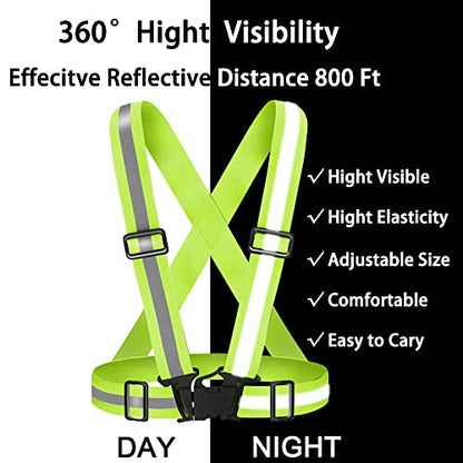 High Visibility Reflective Vest Safety Vest Running Reflective Gear Adjustable Reflective Vest for Walking,Jogging,Hiking,Night Cycling - color: Fluorescent Yellow