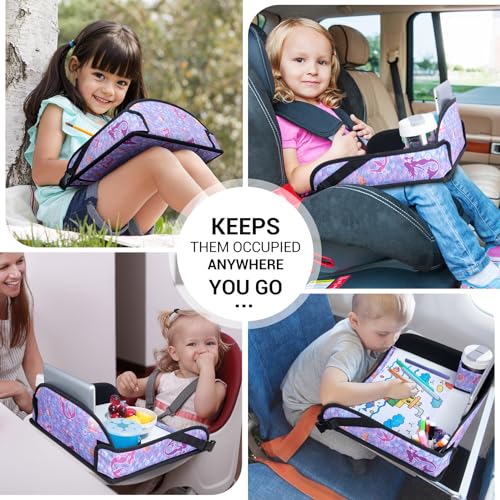COOLBEBE Kids Travel Tray for Toddler Car Seat, Travel Tray for Airplane, Toddler Car Seat Lap Tray, Carseat Table Tray for Kids Travel Activities (Mermaid - color: Mermaid
