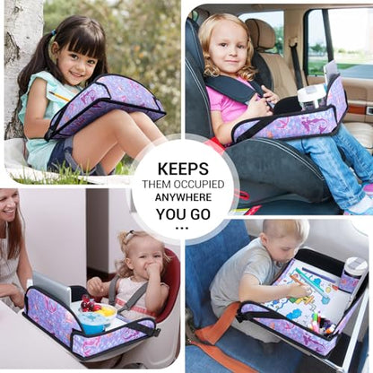 COOLBEBE Kids Travel Tray for Toddler Car Seat, Travel Tray for Airplane, Toddler Car Seat Lap Tray, Carseat Table Tray for Kids Travel Activities (Mermaid - color: Mermaid