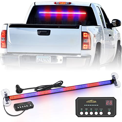 XRIDONSEN 35 inch Traffic Advisor Police Light Bar 144 LED Red Blue Police Lights Emergency Strobe Warning Flashing Safety Interior Windshield w/Directional Arrow for Law Enforcement Vehicles Trucks - color: Red/Blue