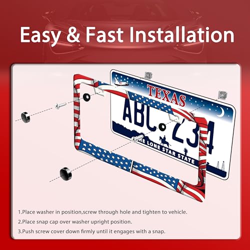 Patriotic American Flag License Plate Frame Abstract USA Flag License Plate Funny Auto Accessory Bracket Stainless Steel License Plate Frames 6.3 x12.3 Inch - color: Abstract USA Flag