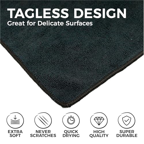 The Rag Company - All-Purpose Microfiber Terry Cleaning Towels - Commercial Grade, Highly Absorbent, Lint-Free, Streak-Free, Kitchens, Bathrooms, Offices, 300gsm, 16in x 16in, Midnight (12-Pack) - color: Midnight, size: 16in x 16in