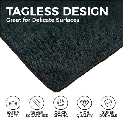 The Rag Company - All-Purpose Microfiber Terry Cleaning Towels - Commercial Grade, Highly Absorbent, Lint-Free, Streak-Free, Kitchens, Bathrooms, Offices, 300gsm, 16in x 16in, Midnight (12-Pack) - color: Midnight, size: 16in x 16in