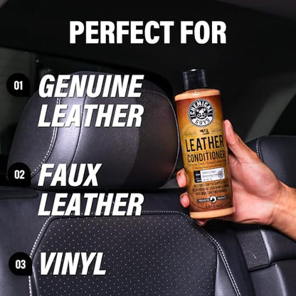 Chemical Guys Leather Cleaner and Conditioner Kit - 2 Bottles (4 oz Each), Car Cleaner and Conditioner, Safely Cleans & Conditions Leather Car Interiors, Furniture, Shoes, Boots, Bags, Apparel & More - style: 4 Fl Oz KIT