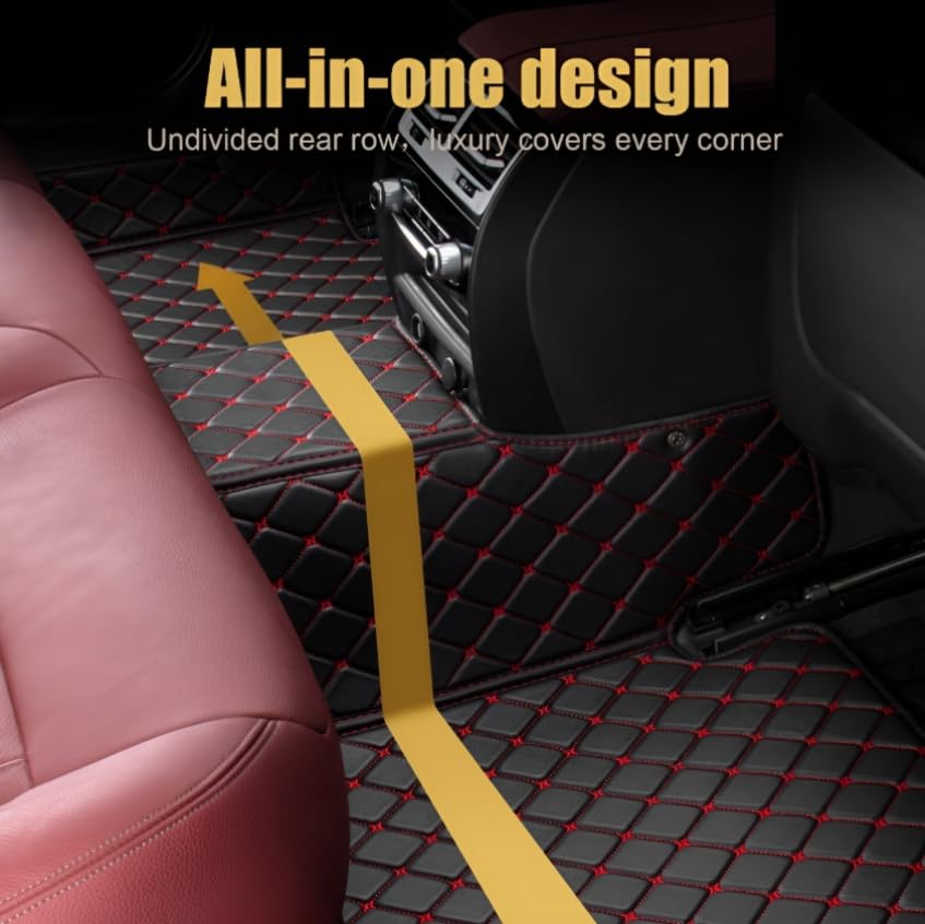Add Personal Touch to Your Vehicle with IMEISH Customizable Logo Text Car Mats for 99% of vehiclesPads Protection Non-Slip Leather Floor Liners (Beige and Black Beige) - color: Beige and Black Beige