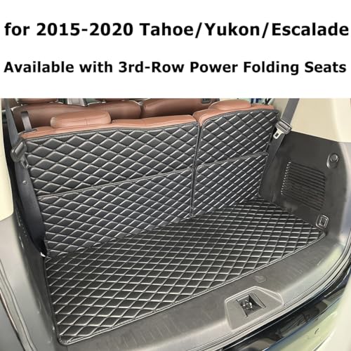 Cargo Mat for 2015-2020 Chevrolet Tahoe/GMC Yukon/Cadillac Escalade (Available with 3rd-Row Power Folding Seats) Trunk Mat and Rear Backrest Mat Cargo Liners All Weather Anti-Slip