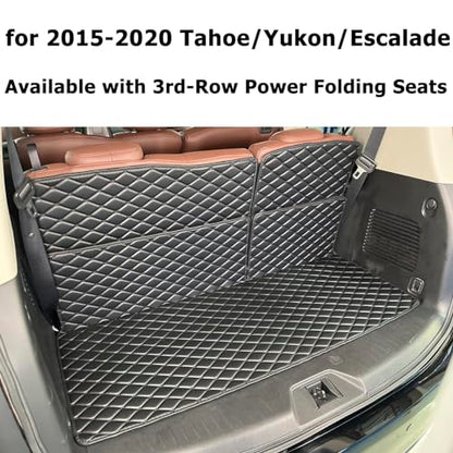 Cargo Mat for 2015-2020 Chevrolet Tahoe/GMC Yukon/Cadillac Escalade (Available with 3rd-Row Power Folding Seats) Trunk Mat and Rear Backrest Mat Cargo Liners All Weather Anti-Slip