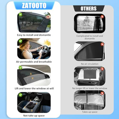 ZATOOTO Car Shades for Back Windows Baby, Car Window Shades Magnetic Mesh Sun Shade for Car Window Car Shade Protection from Heat and UV for Sleeping Camping - color: Back 2pack