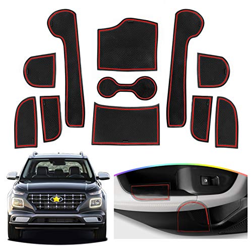 SKTU for 2020 2021 2022 2023 2024 2025 2026 Hyundai Venue Door Slot Mat 2024 2025 2026 Venue Accessories Non-Slip Interior Door Groove Gate Pad Fit Venue Door Compartment Cup Console Liners (Red) - color: for 2020-2026 Venue Red