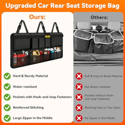 Trunk Organizer for SUV, 35.5" x 18.2" Large Capacity Car Organizers and Storage, Backseat Hanging Storage Bag with 10 Pockets, Adjustable & Waterproof Car Interior Accessories for SUV Truck MPV - style: L