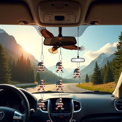 6 Pcs USA Flag Bigfoot Sasquatch Car Air Fresheners, Funny Hanging Air Fresheners Long Lasting Cute Car Mirror Scented Hanging Decoration Ornaments Gift Interior Accessories for Men Women