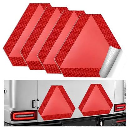 4 PCS Slow Moving Vehicle Sign, 7 x 8.1 Inch Diamond Grade Reflective Decals Car Triangle Safety Signs, Waterproof Vinyl Slow Moving Stickers for Golf Cart Tractor UTV - color: 4 Pcs