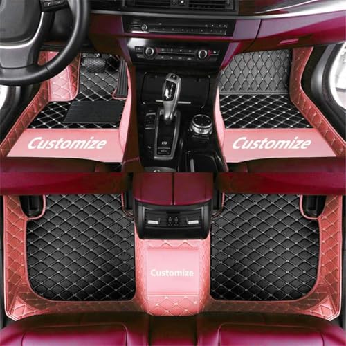 Custom Personalized Floor Mats for Cars，Luxury Full Coverage All Car Floor Mats，Anti-Slip Leather Car Mat Set ，Custom Floor Mats for 99% of Cars, Trucks & SUVs (Edge Pink, Black, Beige) - color: Edge pink, black, beige