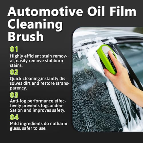 2PCS Automotive Oil Film Cleaning Brush, 2026 Upgrade 2.0 Oil Film Remover Improves Clarity and Visibility for Car Windows, 150ml Universal Windshield Cleaning Brush for All Glass Surfaces