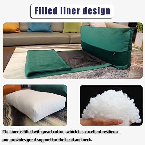 Non-Slip Head Pillow for Recliners - Neck Support Cushion with Velvet Cover for Pain Relief at Home, Office and Travel (Green) - color: Green
