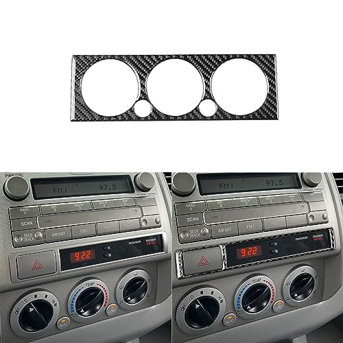 Real Soft Carbon Fiber Car Center A/C Conditioner Control Rotary Switch Panel Frame Trim Sticker Auto Premium Interior Accessories Compatible with Toyota Tacoma 2005-2015 Black - color: Ac Control Panel, size: Black Carbon Fiber