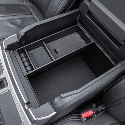 Center Console Organizer Compatible with 2015-2020 Ford F150 Accessories F250/350/450 SuperDuty (2017-2022) and Expedition (2018-2024) Armres Insert Tray, Full Console w/Bucket Seats ONLY